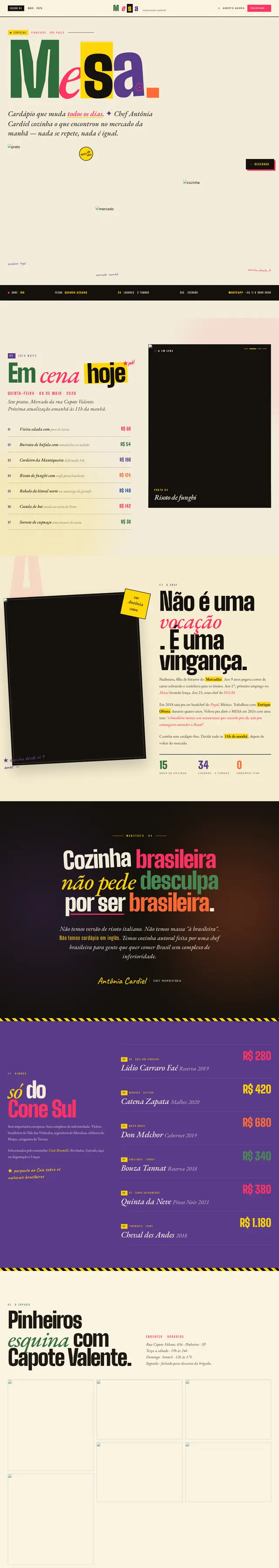 Página inicial do site MESA